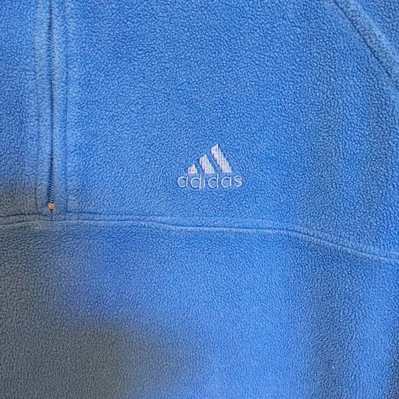 ADIDAS blue fleece 1/2 zip 2 front zippered pockts - Picture 2 of 5